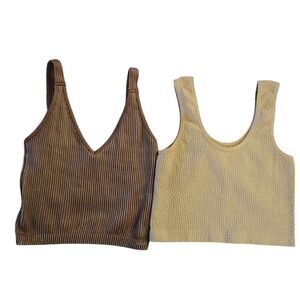 Wishlist Brown & Tan Women's Fitted Crop Tank To Size S/M